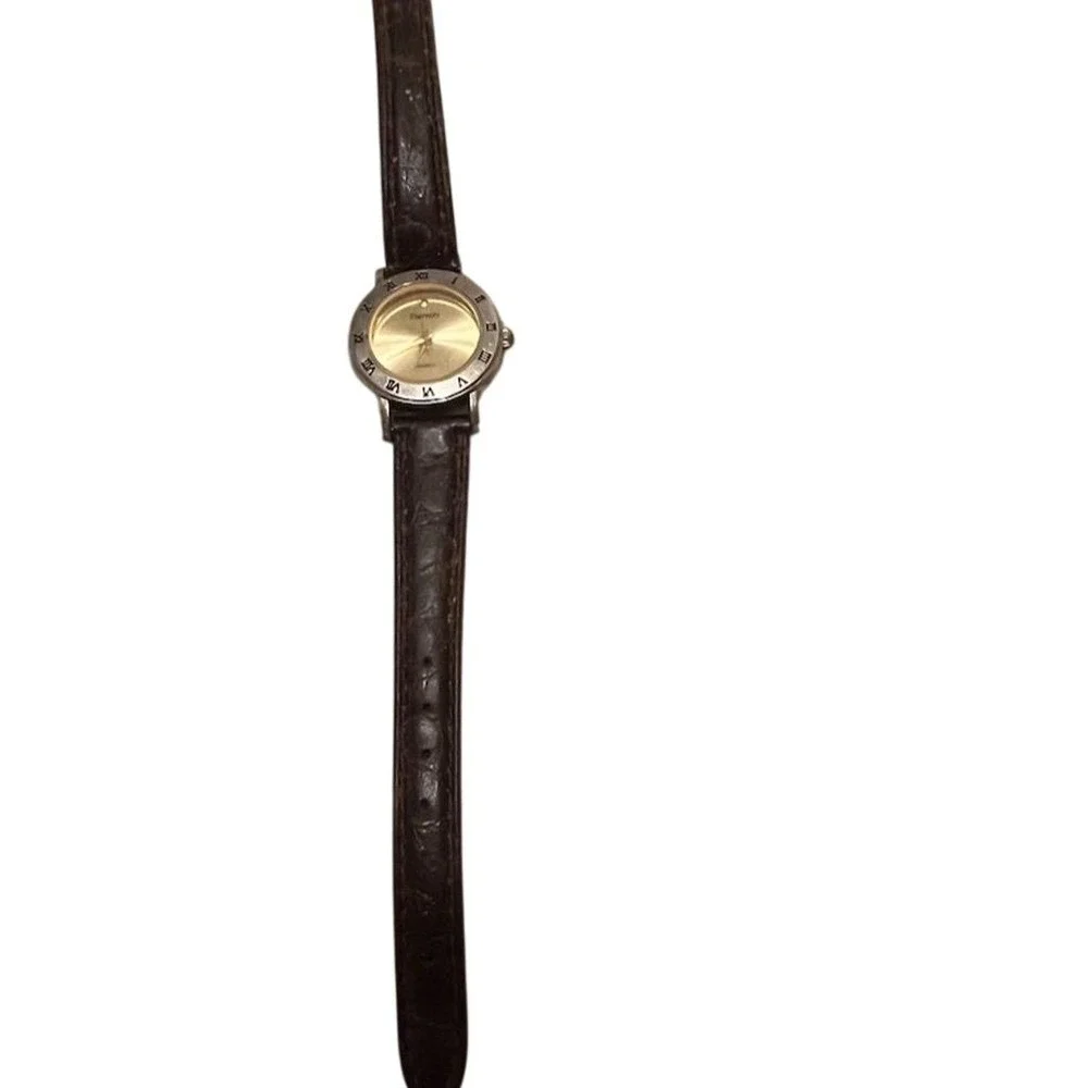 Eternity Women's WATCH Quartz Wristwatch Gold Dial Brown Leather Band tested‎